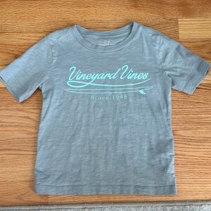 Vineyard Vines Kids Gray Tee with Aqua Logo